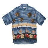 PIERRE CARDIN Mens Hawaiian Shirt Blue Crazy Pattern M