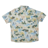 CAMPIA Mens Hawaiian Shirt White Crazy Pattern XL
