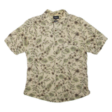 HAGGAR Mens Hawaiian Shirt Green Silk Floral S