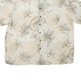 Mens Hawaiian Shirt Beige Floral 2XL