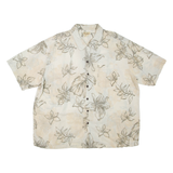 Mens Hawaiian Shirt Beige Floral 2XL