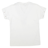 GEPETTO Womens T-Shirt White V-Neck S