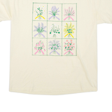 HANES Floral Womens T-Shirt Beige L