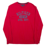 TOMMY HILFIGER Mens T-Shirt Red Long Sleeve M