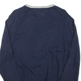 TOMMY HILFIGER Mens Patterned Jumper Blue Tight Knit L