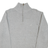 NAUTICA Mens Jumper Grey 1/4 Zip Tight Knit L