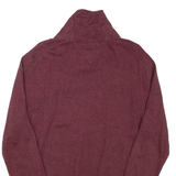 TOMMY HILFIGER Mens Jumper Maroon Button Neck Tight Knit S