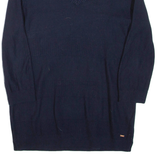 TOMMY HILFIGER Womens Jumper Blue Tight Knit 3/4 Sleeve M