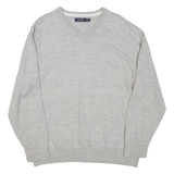 NAUTICA Mens Jumper Grey V-Neck Tight Knit L