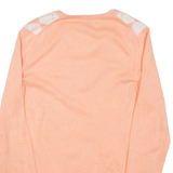 TOMMY HILFIGER Womens Patterned Jumper Pink Argyle V-Neck Tight Knit M