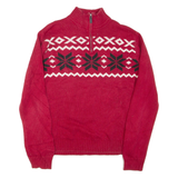 CHAPS Mens Jumper Red 1/4 Zip Tight Knit M