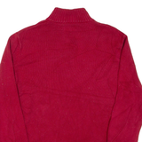 CHAPS Mens Jumper Red 1/4 Zip Tight Knit M