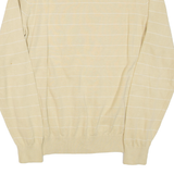 TOMMY HILFIGER Mens Patterned Jumper Yellow Striped V-Neck Tight Knit M