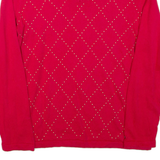 TOMMY HILFIGER Womens Jumper Red V-Neck Tight Knit M