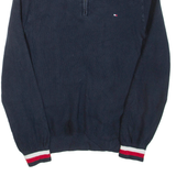 TOMMY HILFIGER Mens Jumper Blue 1/4 Zip Tight Knit L