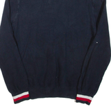 TOMMY HILFIGER Mens Jumper Blue 1/4 Zip Tight Knit L
