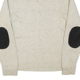 CHAPS Mens Jumper Cream Button Neck Tight Knit L