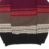 BENETTON Mens Patterned Jumper Maroon Striped Tight Knit Wool M