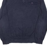 TOMMY HILFIGER Mens Jumper Blue 1/4 Zip Tight Knit XL