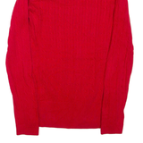 TOMMY HILFIGER Womens Jumper Red V-Neck Cable Knit M