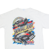 PORT & COMPANY Snowball Derby Racing Mens Biker T-Shirt White USA XL