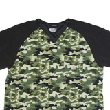 CARHARTT Camo Mens T-Shirt Green V-Neck 2XL