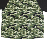 CARHARTT Camo Mens T-Shirt Green V-Neck 2XL