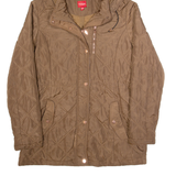 GUESS Womens Quilted Coat Brown Hooded XL