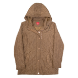 GUESS Womens Quilted Coat Brown Hooded XL