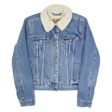 LEVI'S BIG E Womens Sherpa Lined Denim Jacket Blue XS