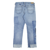 POLO RALPH LAUREN Waverly Crop Patchwork Womens Jeans Blue Straight W29 L25