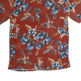 BATIK BAY Mens Hawaiian Shirt Maroon Floral S