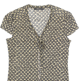 ESPRIT Y2K Womens Printed Top Cream V-Neck Floral M