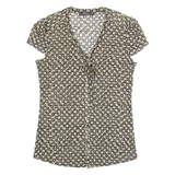 ESPRIT Y2K Womens Printed Top Cream V-Neck Floral M