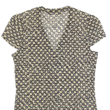 ESPRIT Y2K Womens Printed Top Cream V-Neck Floral M