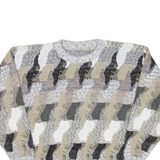 Womens Patterned Jumper Green Crazy Pattern 90s Cable Knit M