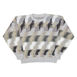 Womens Patterned Jumper Green Crazy Pattern 90s Cable Knit M