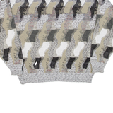 Womens Patterned Jumper Green Crazy Pattern 90s Cable Knit M