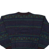THE MENS STORE Mens Patterned Jumper Brown Fair Isle 90s Cable Knit XL