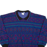 CAPE COD Womens Patterned Jumper Blue Crazy Pattern Collared 90s L