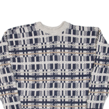 PENNS LANDING Mens Patterned Jumper Grey Fair Isle 90s Cable Knit L