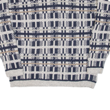 PENNS LANDING Mens Patterned Jumper Grey Fair Isle 90s Cable Knit L