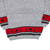 METRICS Mens Patterned Jumper Grey Crazy Pattern 90s Cable Knit M