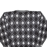 MONTEBELLO Womens Patterned Jumper Black Diamond 90s Cable Knit M
