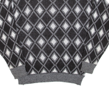 MONTEBELLO Womens Patterned Jumper Black Diamond 90s Cable Knit M