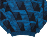 ROBERT BRUCE Womens Patterned Jumper Blue Crazy Pattern 90s XL