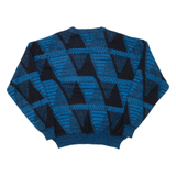ROBERT BRUCE Womens Patterned Jumper Blue Crazy Pattern 90s XL