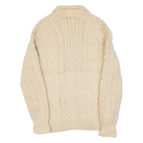 Womens Heavy Knit Cardigan Cream Collared 90s Cable Knit S