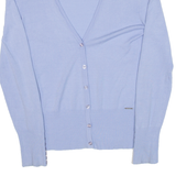 NAVYBOOT Womens Cardigan Blue V-Neck Tight Knit S