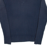 TOMMY HILFIGER Womens Jumper Blue V-Neck Cable Knit M